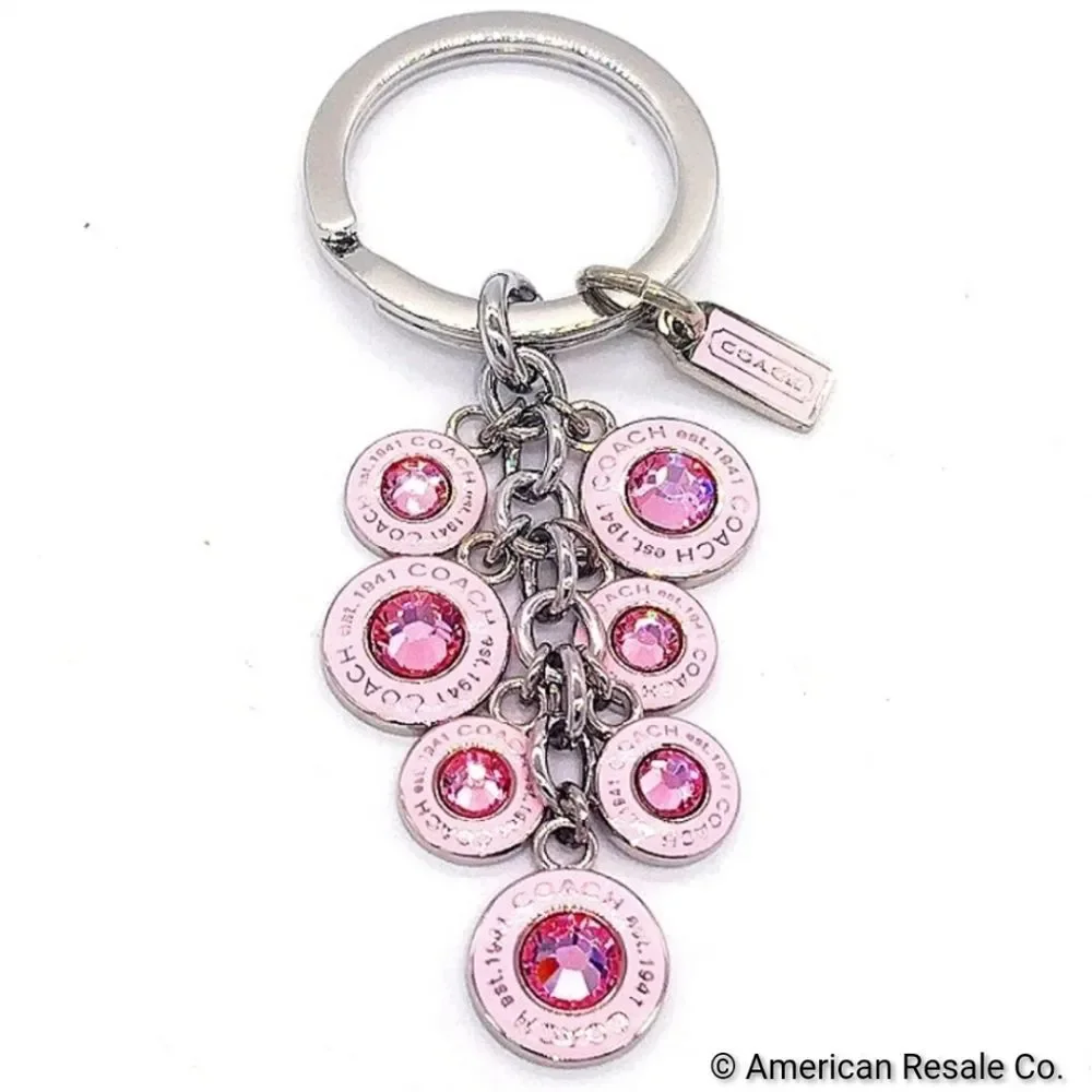 Vintage COACH Signature Multi Jewel Keychain Fob Purse Charm #1734 BCA Awareness - Picture 3 of 7